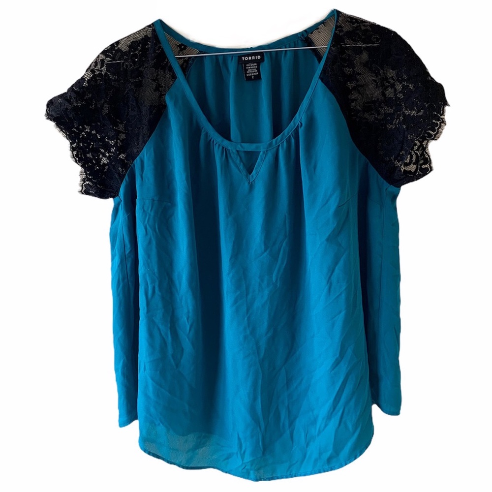 Torrid | Turquoise & Lace Top | 2